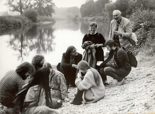 Milan Machovec se svou 'tdou latiny' u Jizery ve Vestci, asi 1988